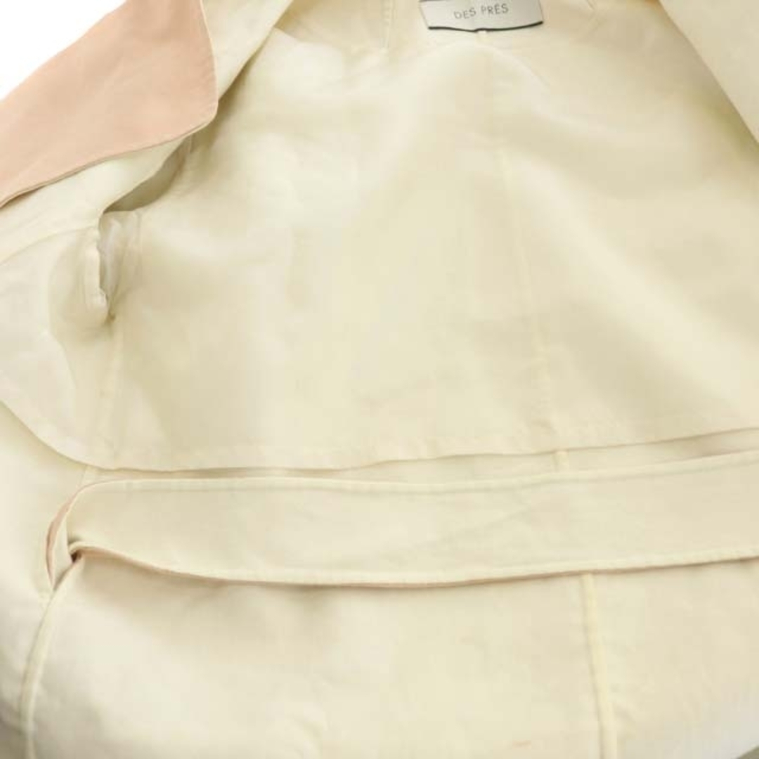 DES PRES(デプレ)のデプレ ノーカラーコート 背抜き ロング 薄手 コットン 1 ピンク レディースのジャケット/アウター(その他)の商品写真