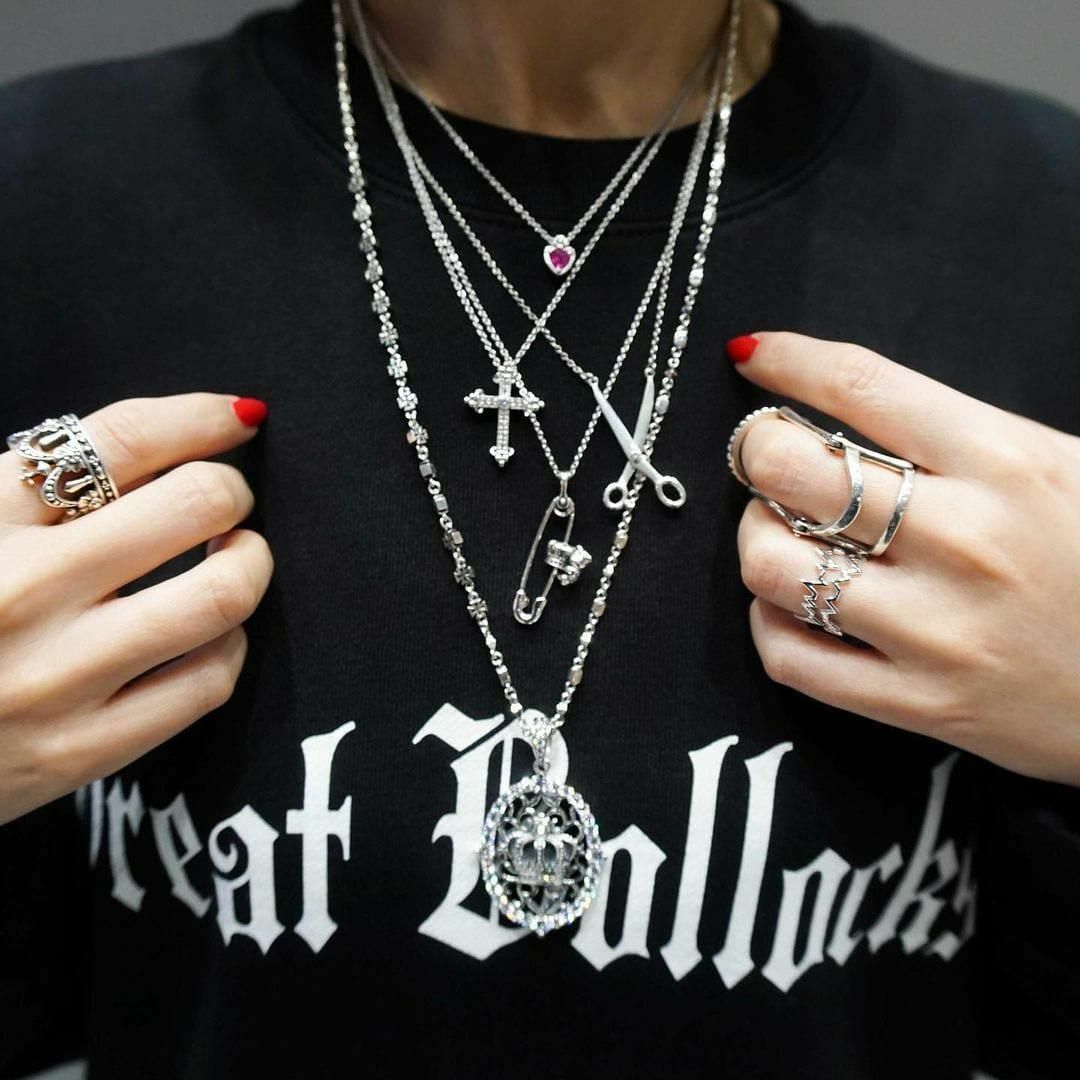 定価5.9万☆Justin Davis ジルコニア装飾クラウンネックレス クリア-