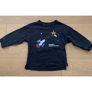 グローバルワーク(GLOBAL WORK)のグローバルワーク　インタラクティブ　長袖　黒　宇宙　ロケット　ブラック(Tシャツ/カットソー)