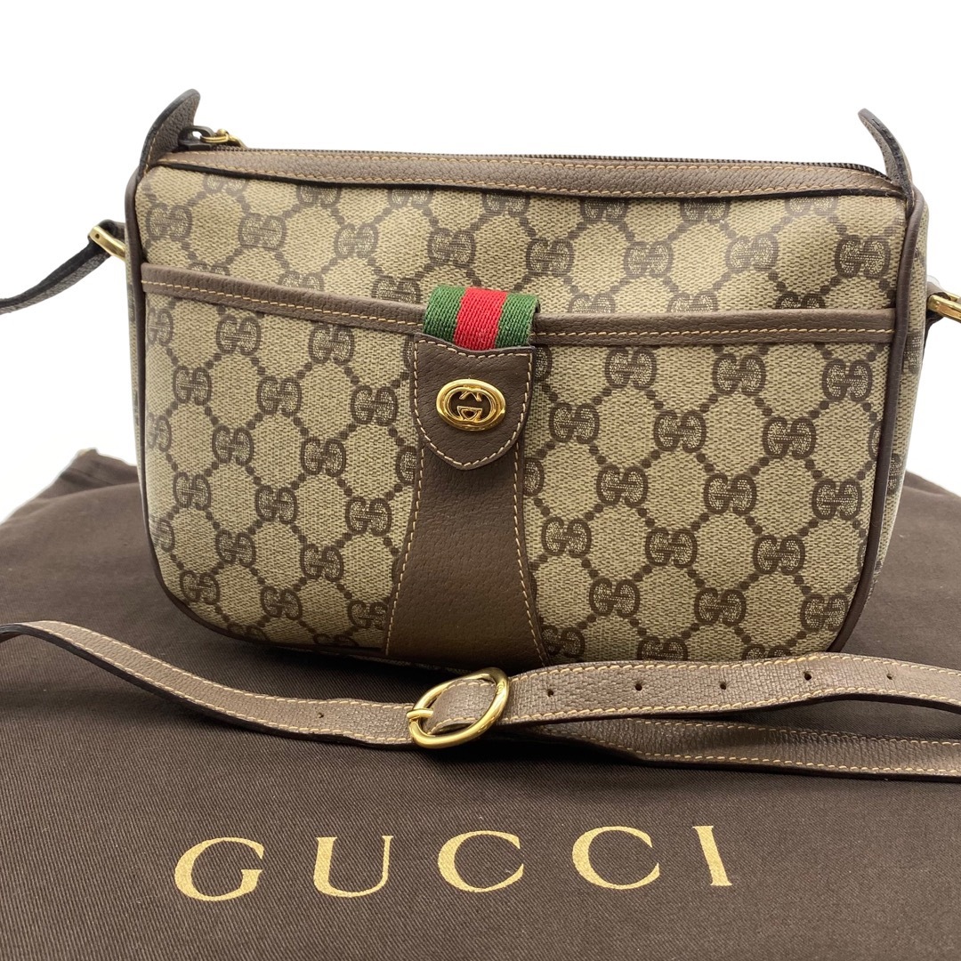 Gucci - GUCCI グッチ GG シェリーライン ショルダーバッグ レザー PVC