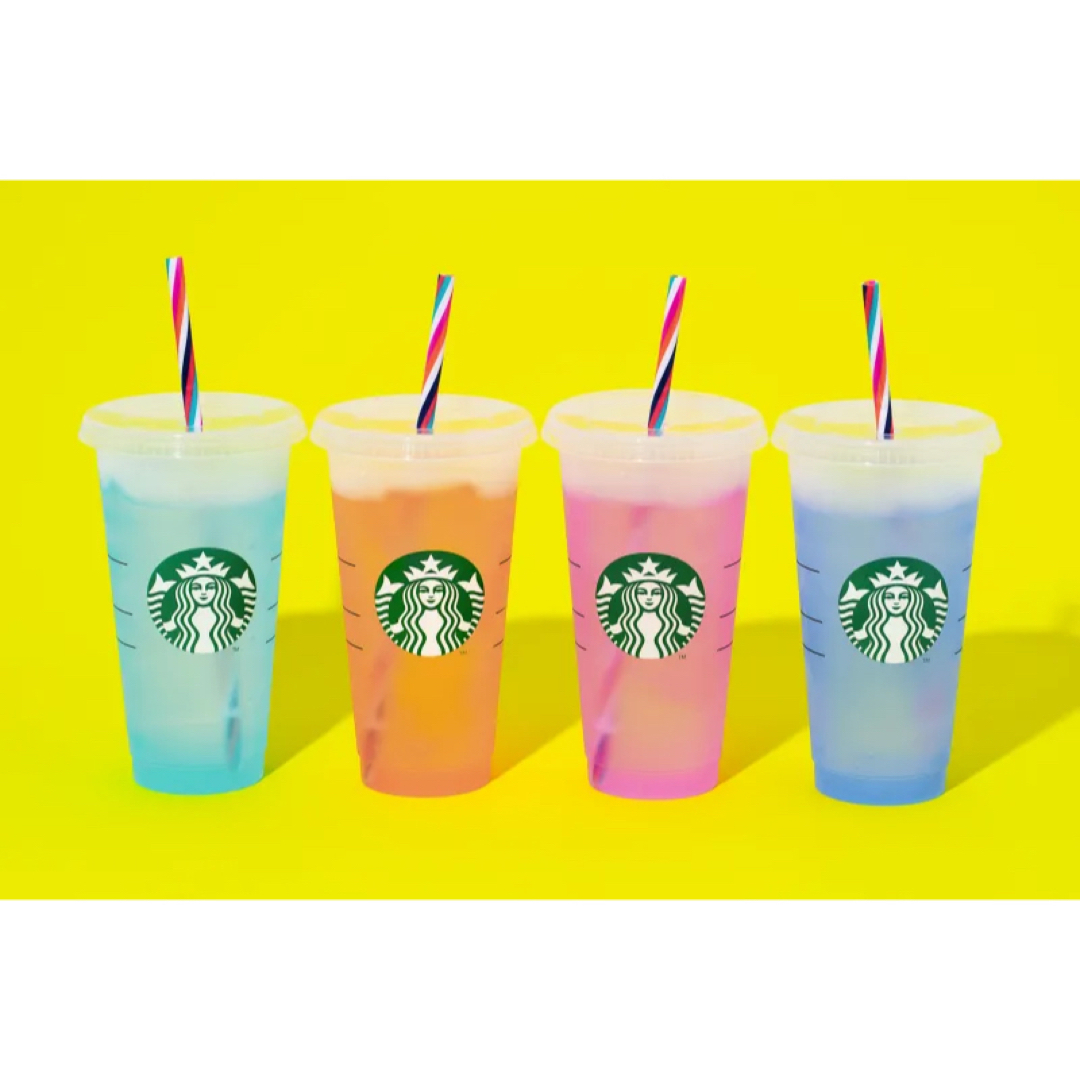 Starbucks Coffee(スターバックスコーヒー)のミステリーカラーチェンジングリユーザブルコールドカップ710ml オレンジ インテリア/住まい/日用品のキッチン/食器(タンブラー)の商品写真