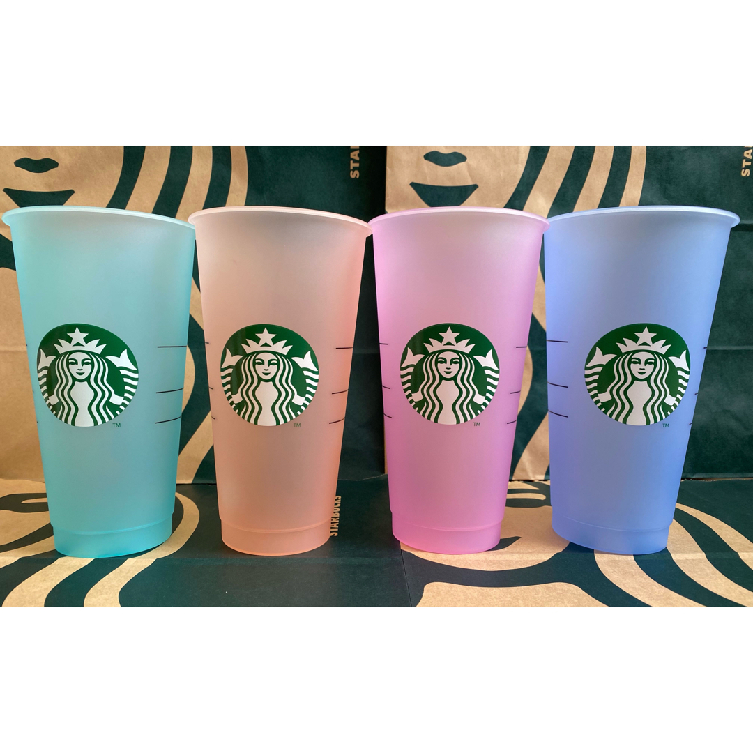 Starbucks Coffee(スターバックスコーヒー)のミステリーカラーチェンジングリユーザブルコールドカップ710ml オレンジ インテリア/住まい/日用品のキッチン/食器(タンブラー)の商品写真