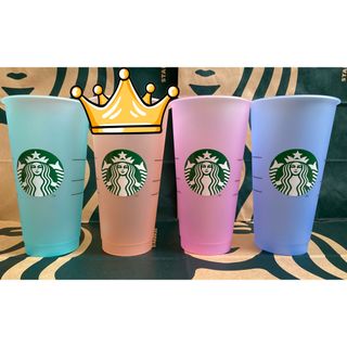 スターバックスコーヒー(Starbucks Coffee)のミステリーカラーチェンジングリユーザブルコールドカップ710ml オレンジ(タンブラー)