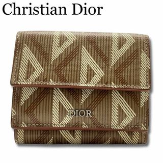【極美品】ディオール ダイヤモンドカット コンパクトウォレット 三つ折り財布