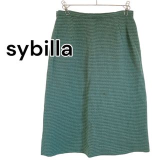 シビラ(Sybilla)の【sybilla】シビラ タイトスカート グリーン 緑 膝丈 チェック(ひざ丈スカート)