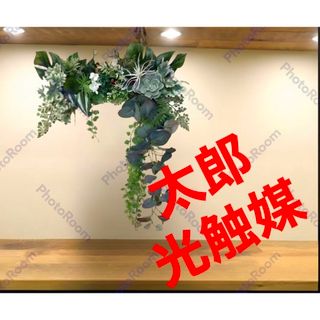 光触媒　人工観葉植物　ウォールグリーン　フェイクグリーン　壁掛け305(壁掛けミラー)