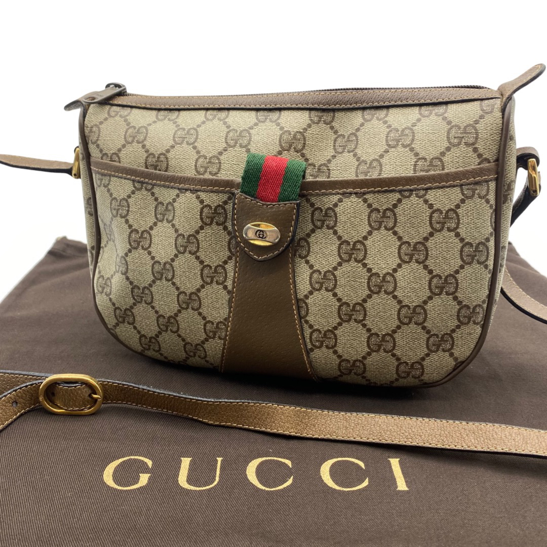 Gucci - グッチ GUCCI GG シェリーライン ショルダーバッグ PVC レザー