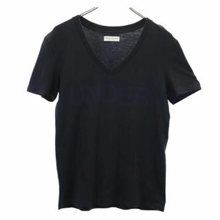 エンポリオアルマーニ(Emporio Armani)のエンポリオアルマーニ Vネック プリント 半袖 Tシャツ USA M ブラック系 Emporio Armani ロゴ メンズ 【中古】  【230624】 メール便可(Tシャツ/カットソー(半袖/袖なし))