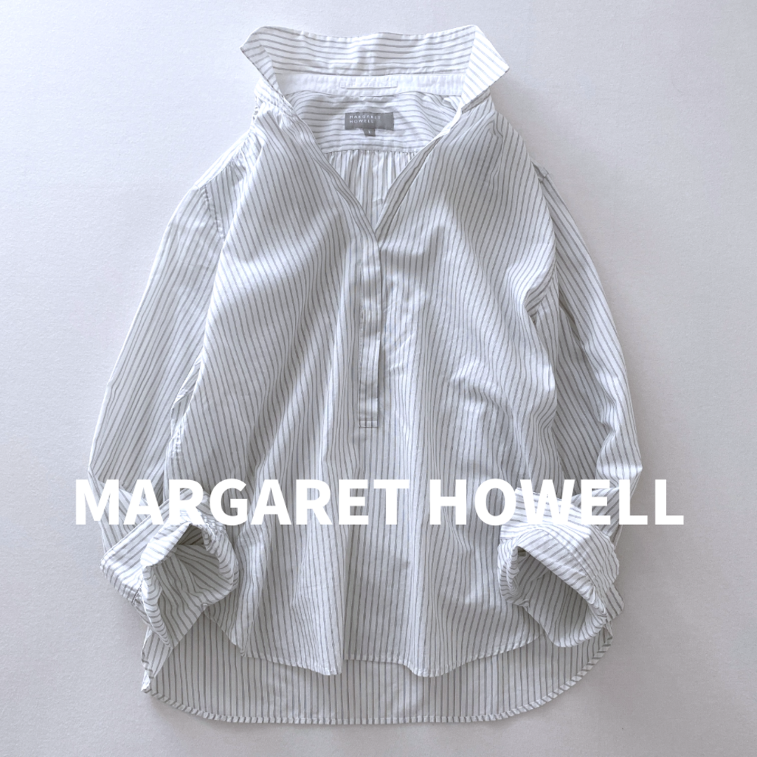 MARGARET HOWELL マーガレットハウエル スキッパーストライプシャツ プルオーバー ホワイト 2の通販 by Minus|マーガレットハウエルならラクマ 美品 エリオポール スキッパープルオーバー ブラウス ストライプブラウス