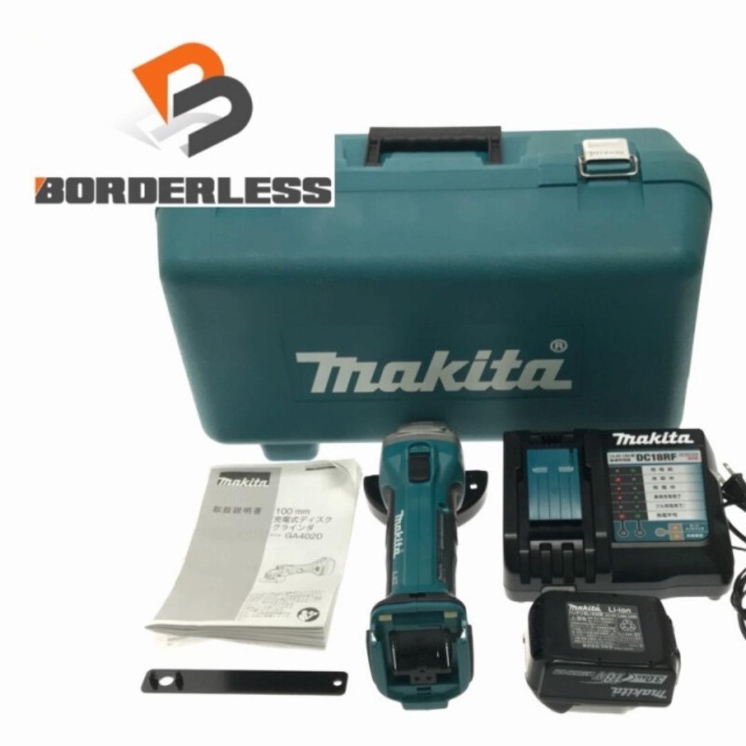 工具☆美品☆ makita マキタ 18V 充電式ディスクグラインダー GA402DRF バッテリー1個(BL1830B)付き 充電器(DC18RF)付き 73391