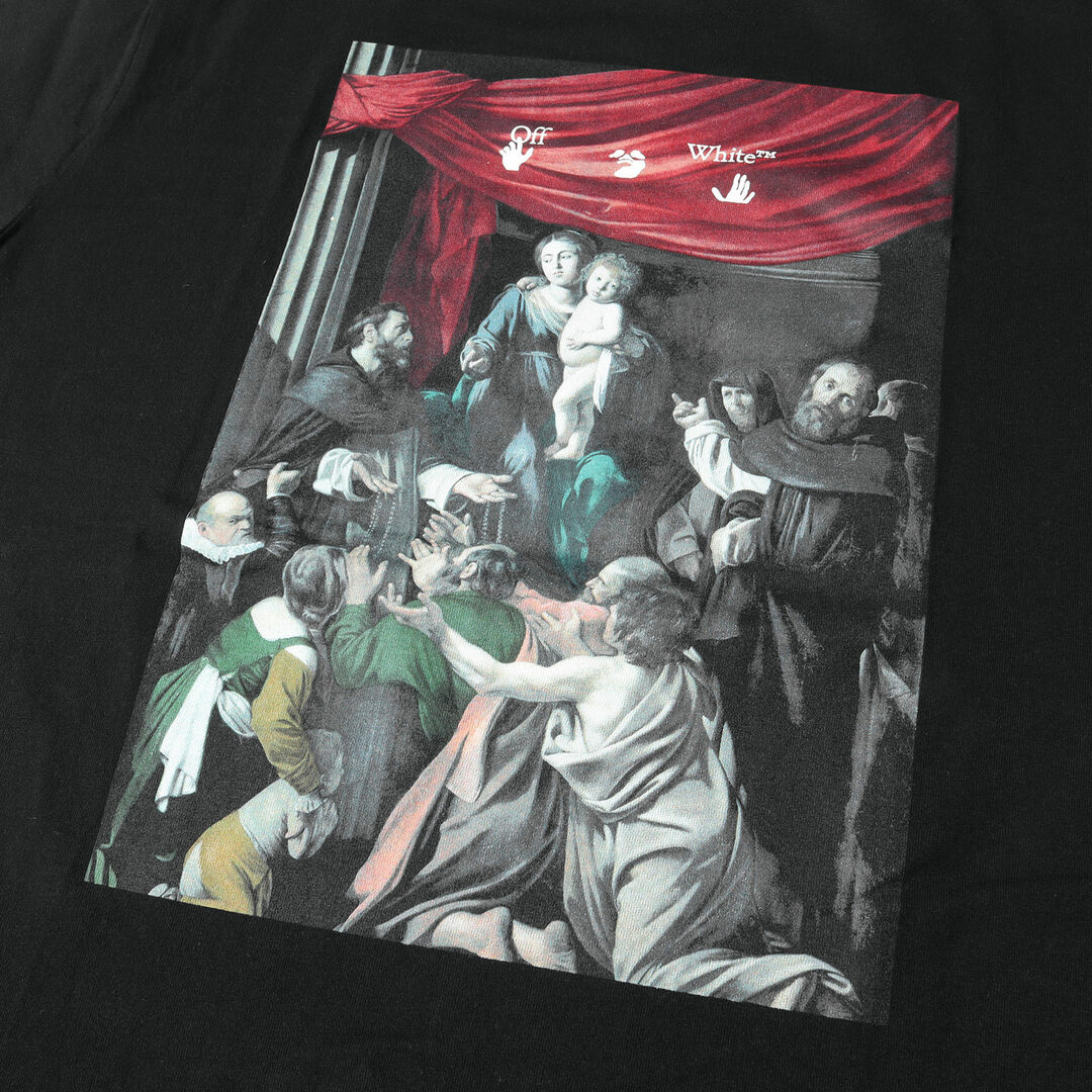 OFF-WHITE オフホワイト Tシャツ サイズ:XXS 20AW 絵画グラフィック オーバーサイズ クルーネック CARAVAGGIO S/S  OVERSIZED TEE ブラック 黒 トップス カットソー 半袖 【メンズ】【中古】【新品同様】