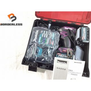 マキタ(Makita)の☆未使用品☆makita マキタ 40V 充電式インパクトドライバ TD002GDXAP 紫/オーセンティックパープル バッテリー2個 充電器 ケース付 73812(工具)