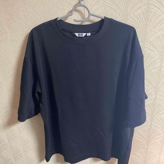 ユニクロ(UNIQLO)のエアリズムコットンオーバーサイズTシャツ（5分袖）XL(Tシャツ/カットソー(半袖/袖なし))