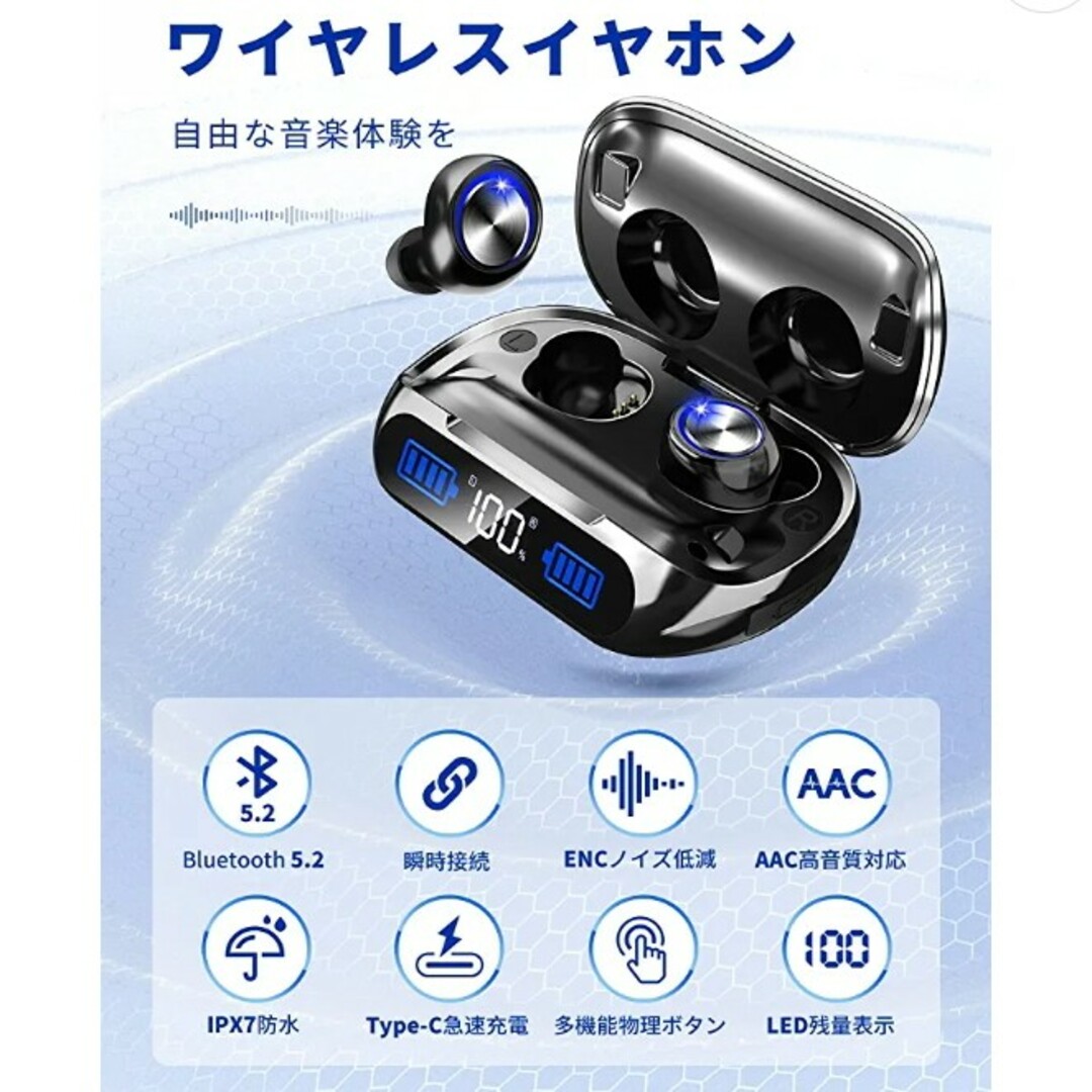 ARZOLICO H66　Bluetooth イヤホン スマホ/家電/カメラのオーディオ機器(ヘッドフォン/イヤフォン)の商品写真
