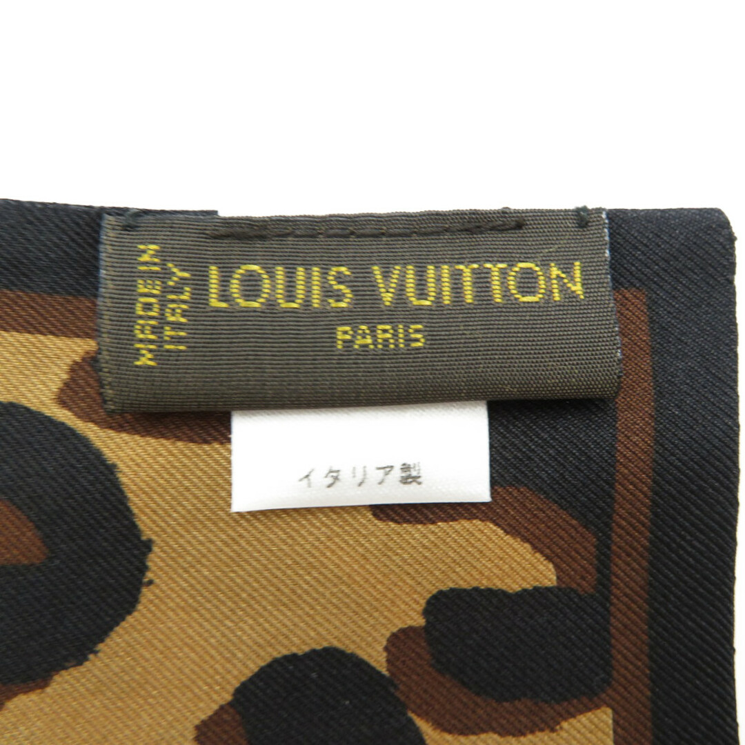 美品 ルイヴィトン バンドー M72394 レオパード ヒョウ柄 シルク ブラウン ブラック スカーフ 0023LOUIS VUITTON