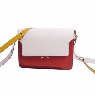 マルニ(Marni)の美品 マルニ MARNI バッグ ショルダーバッグ TRUNK BAG トランクバッグ マルチポケット カーフレザー カバン レディース ピンク/ブラウン(ショルダーバッグ)