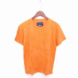 ヴァロッシュ(Varosh)のヴァロッシュ タグ付き Tシャツ カットソー 丸首 総柄 半袖 M オレンジ(Tシャツ/カットソー(半袖/袖なし))