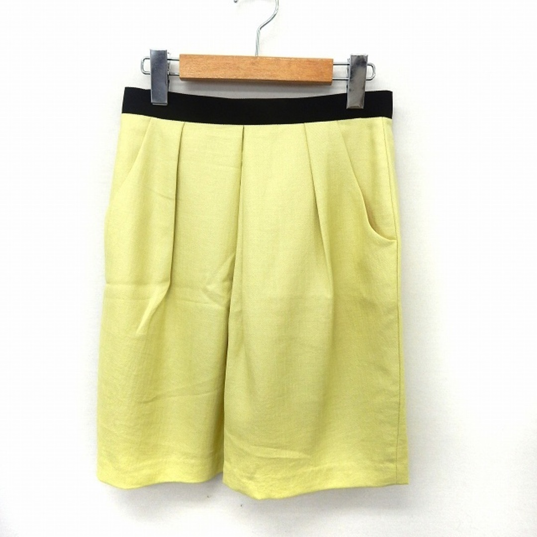 INDEX(インデックス)のインデックス タグ付き タイト スカート ミニ 薄手 S 黄緑 ライトグリーン レディースのスカート(ミニスカート)の商品写真