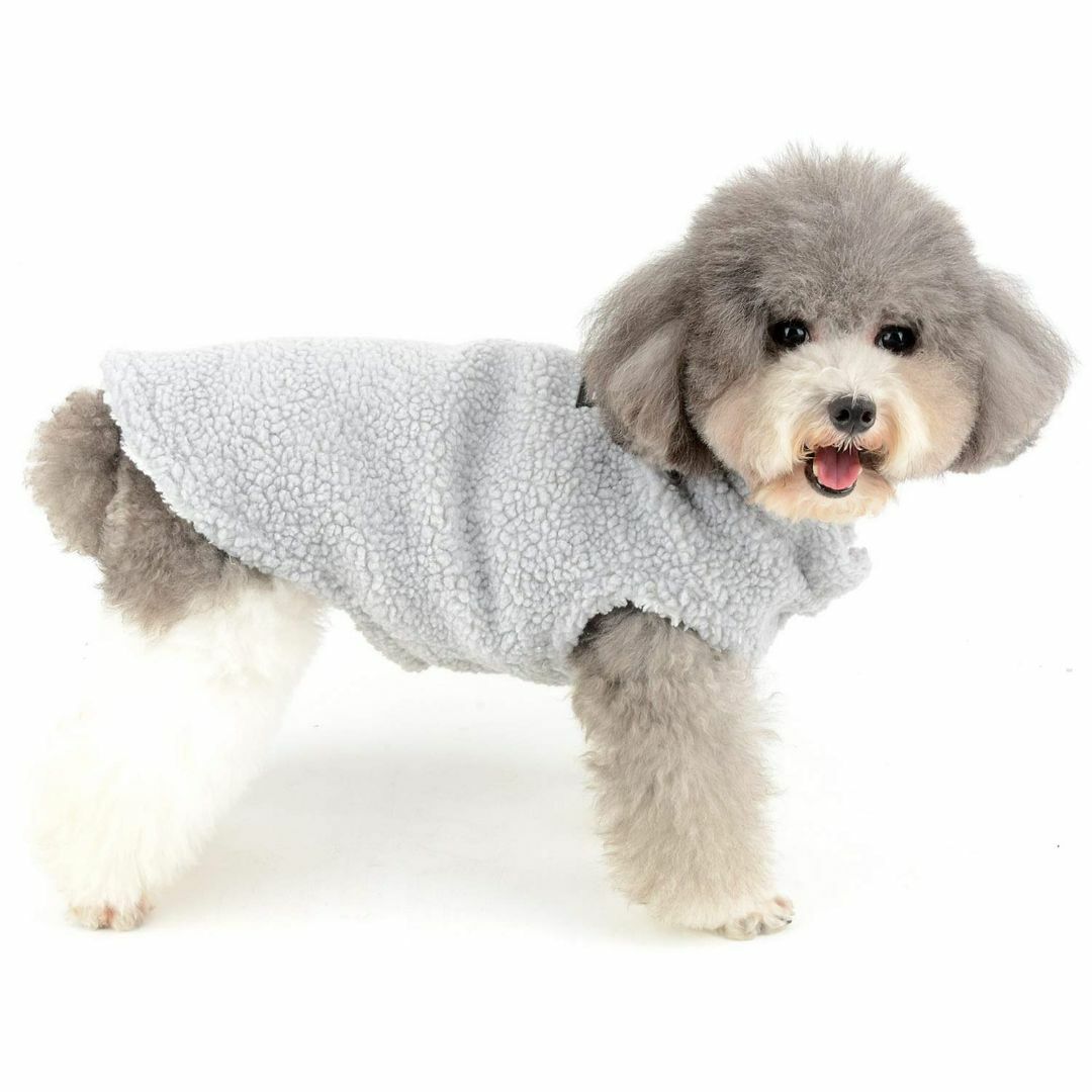 【色: グレー】ZUNEA 犬服 秋冬 ジャケット コート 小型犬 おしゃれ か