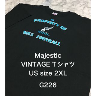 マジェスティック(Majestic)の【レア】US古着2XLsize Majestic VINTAGEブラックTシャツ(Tシャツ/カットソー(半袖/袖なし))