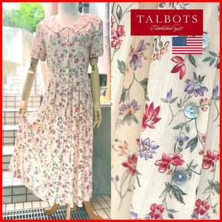 タルボット(TALBOTS)のほぼ新品!ｱｲﾎﾞﾘｰ小花柄♪爽ｸﾚｰﾌﾟ～【Talbots】ﾛﾝｸﾞOP送料込(ロングワンピース/マキシワンピース)