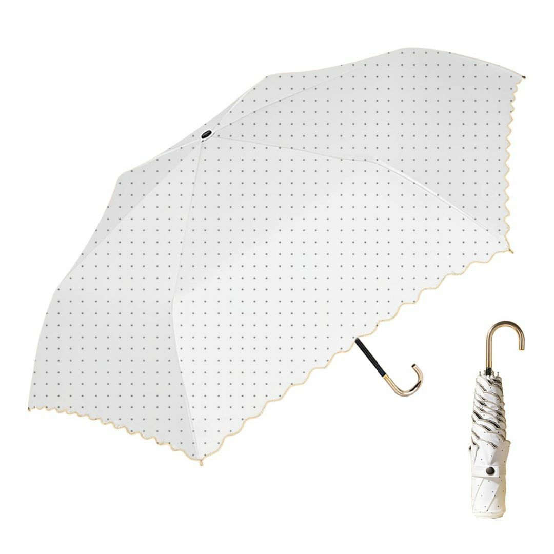 【色:02ドット-ホワイト】日傘 折りたたみ傘 超軽量 174g UVカット 1