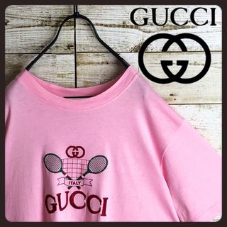 グッチ(Gucci)のGUCCI グッチ テニス刺繍ロゴ入り tシャツ 美品(Tシャツ(半袖/袖なし))