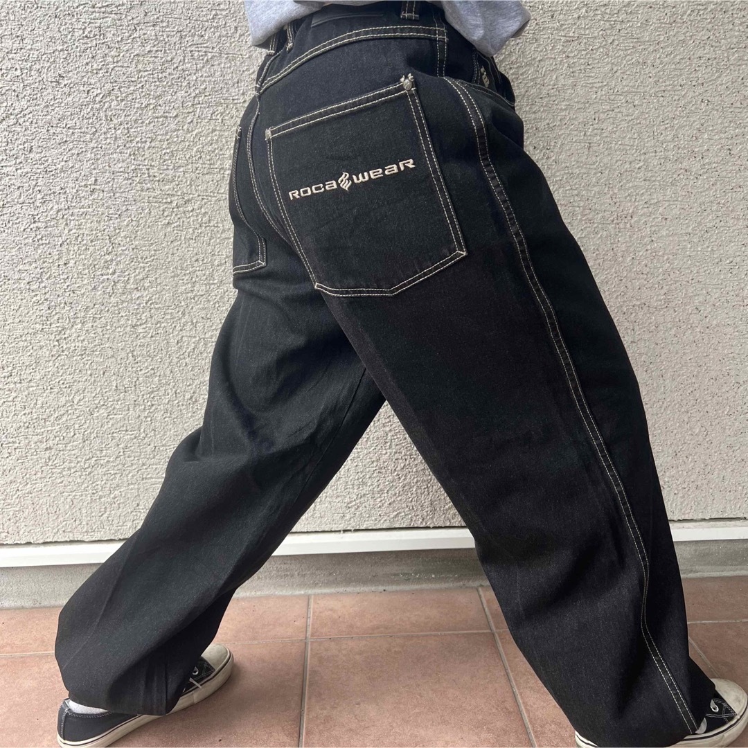 激レア Roca wear ブラックデニム b系 ストリート ビックサイズ-