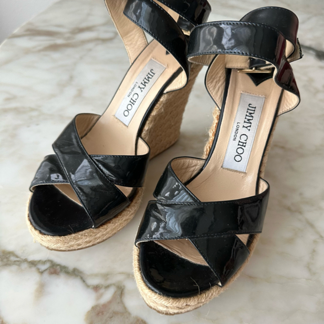 買付商品 ジミーチュウ Jimmy Choo エナメルウェッジソールサンダル