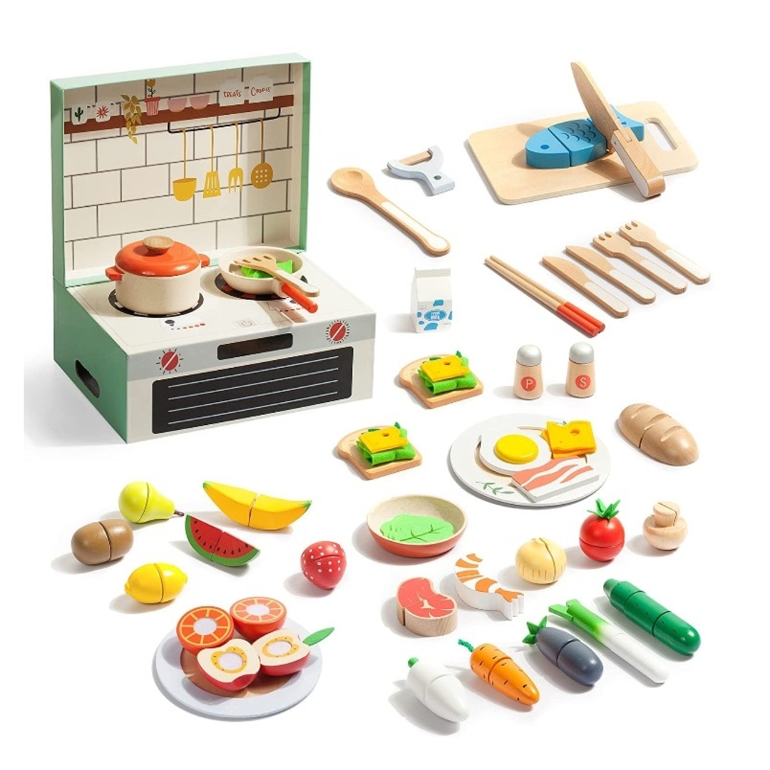 おままごとセット 78ピース キッチン 野菜 果物 木製 知育玩具