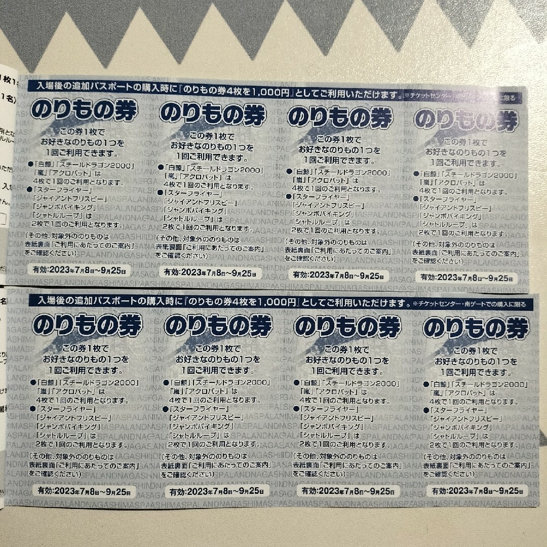 ナガシマリゾート　ワイドクーポン×2冊 チケットの施設利用券(遊園地/テーマパーク)の商品写真