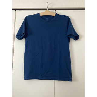 ユニクロ(UNIQLO)のエアリズムコットンクルーネックTシャツ　ブルー(Tシャツ/カットソー(半袖/袖なし))