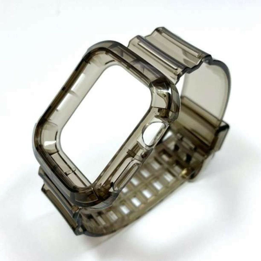 アップルウォッチクリアバンド/ブラック【42mm/44mm】ベルト スケルトンの通販 by あさ アップルウォッチクリアバンド/ブラックベルト スケルトン