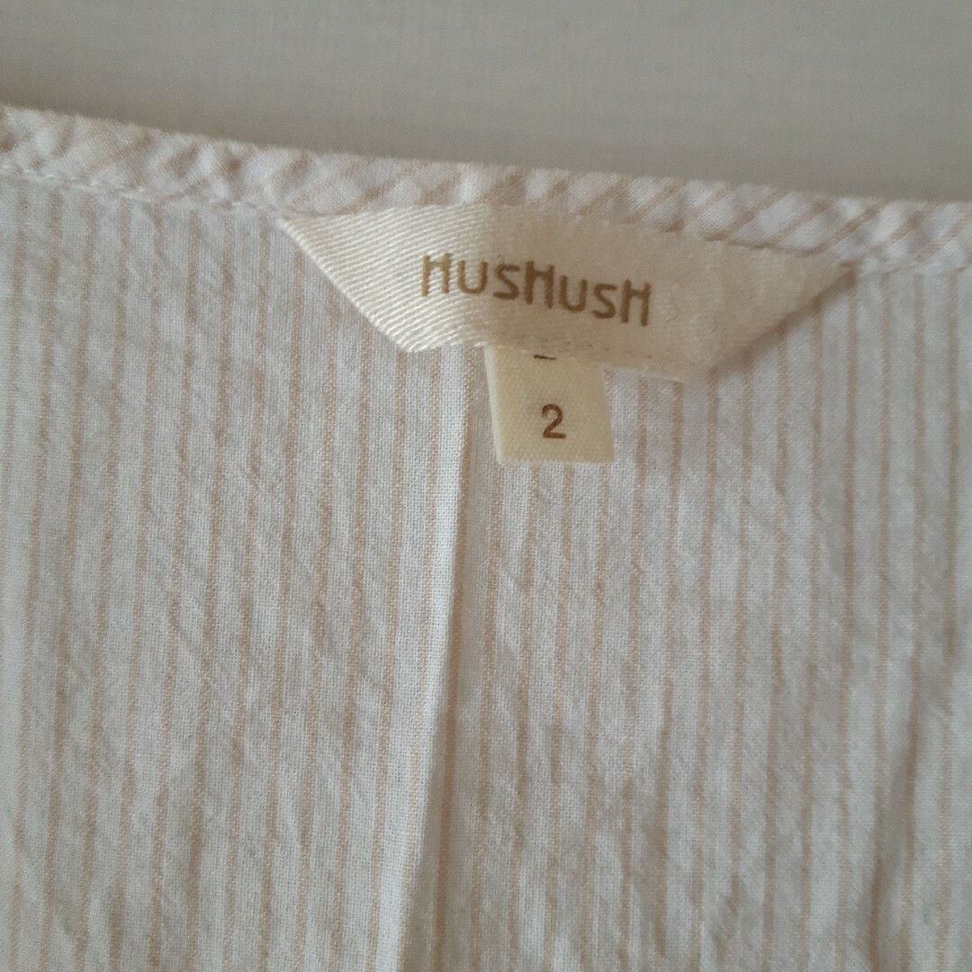 HusHush(ハッシュアッシュ)のハッシュアッシュ　ストライプ　ノースリーブシャツ　2　M　ジレ　ベスト レディースのトップス(シャツ/ブラウス(半袖/袖なし))の商品写真
