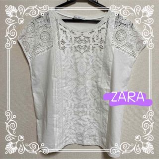 ザラ(ZARA)のZARA トップス カットソー　レース(カットソー(半袖/袖なし))