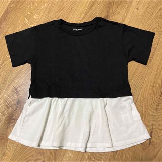 グローバルワーク(GLOBAL WORK)の未使用＊半袖Tシャツ フリル　ブラック(Tシャツ/カットソー)