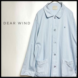 DEAR WIND 襟付き　ロングワンピース　ストライプ　ポロシャツ　ブルー(ロングワンピース/マキシワンピース)