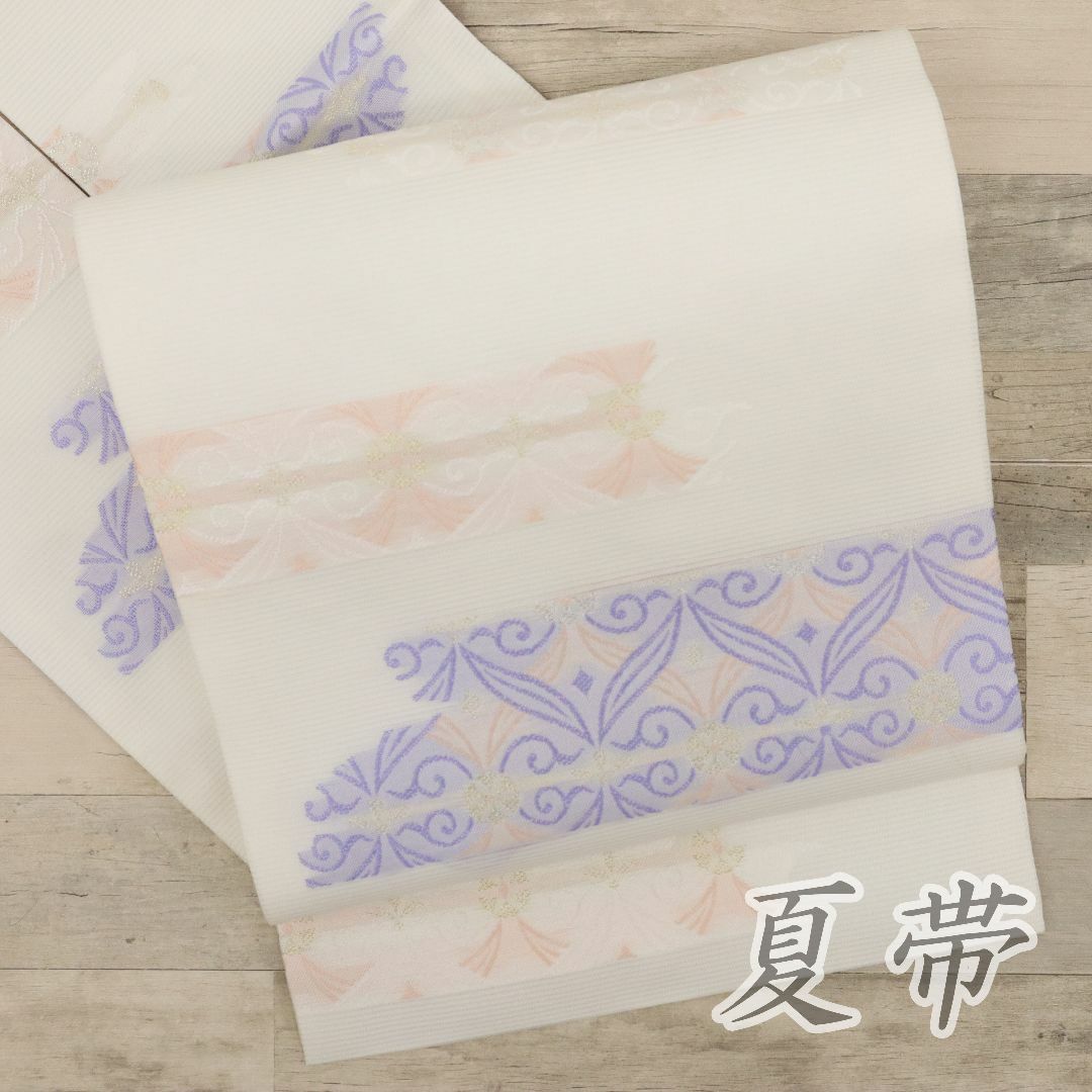 夏帯美品絽G紫萩袋帯正絹()