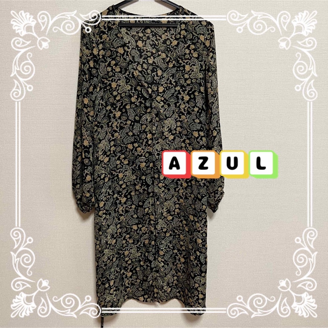 AZUL by moussy(アズールバイマウジー)のAZUL ペイズリー　シャツ ワンピース 総柄 レディースのワンピース(ロングワンピース/マキシワンピース)の商品写真