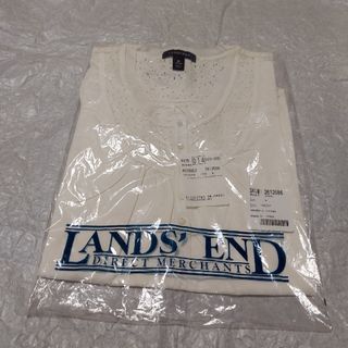 ランズエンド(LANDS’END)のランズエンド　ノースリーブカットソー　Mサイズ　レディース(カットソー(半袖/袖なし))