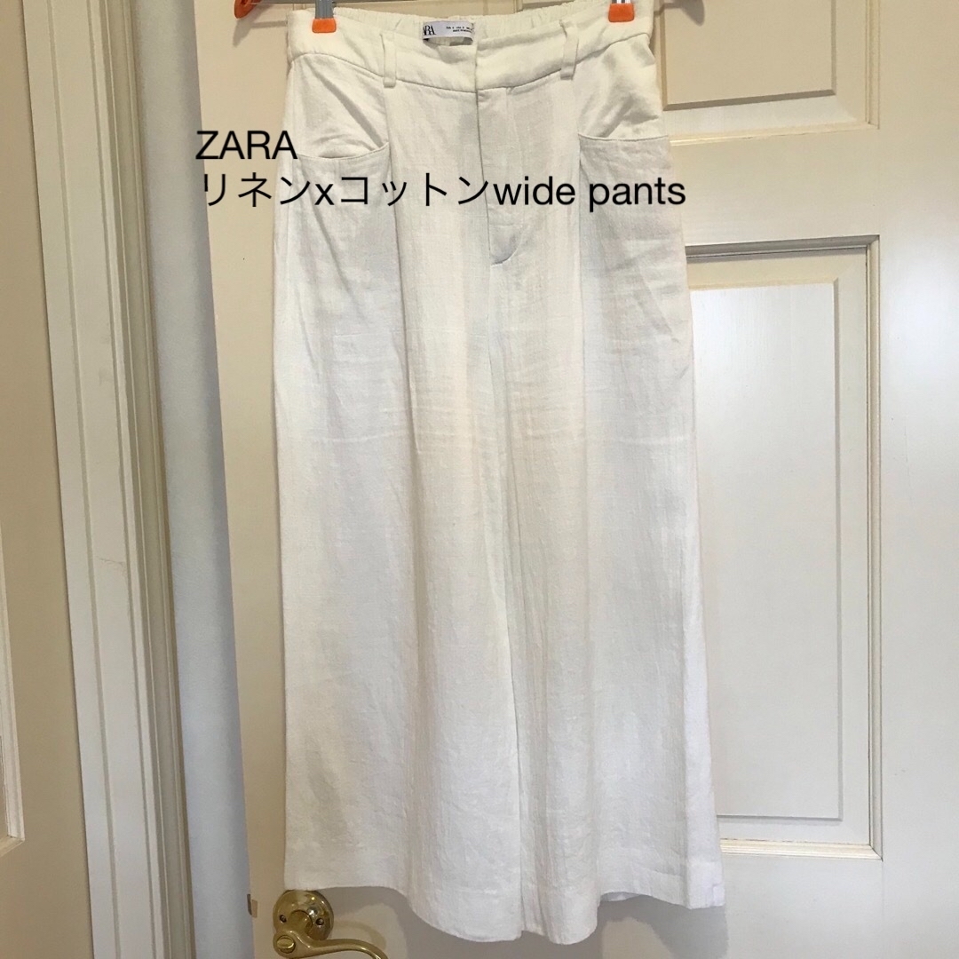 ZARA(ザラ)のZARA リネンxコットンワイドパンツ　 レディースのパンツ(カジュアルパンツ)の商品写真