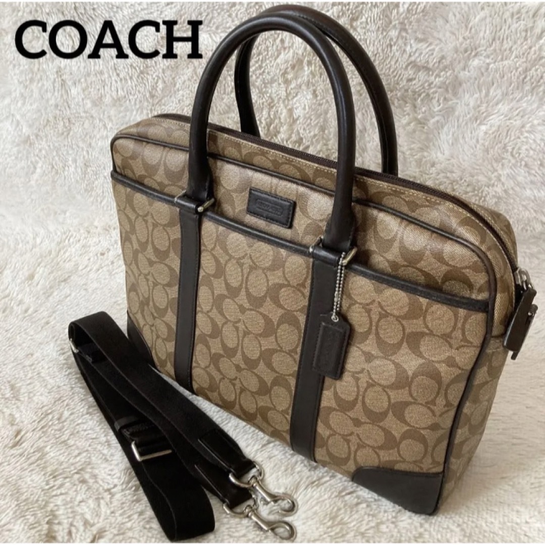 COACH(コーチ)のコーチ 2way ブリーフケース ビジネスバッグ シグネチャー柄 A4 B4可能 メンズのバッグ(ビジネスバッグ)の商品写真