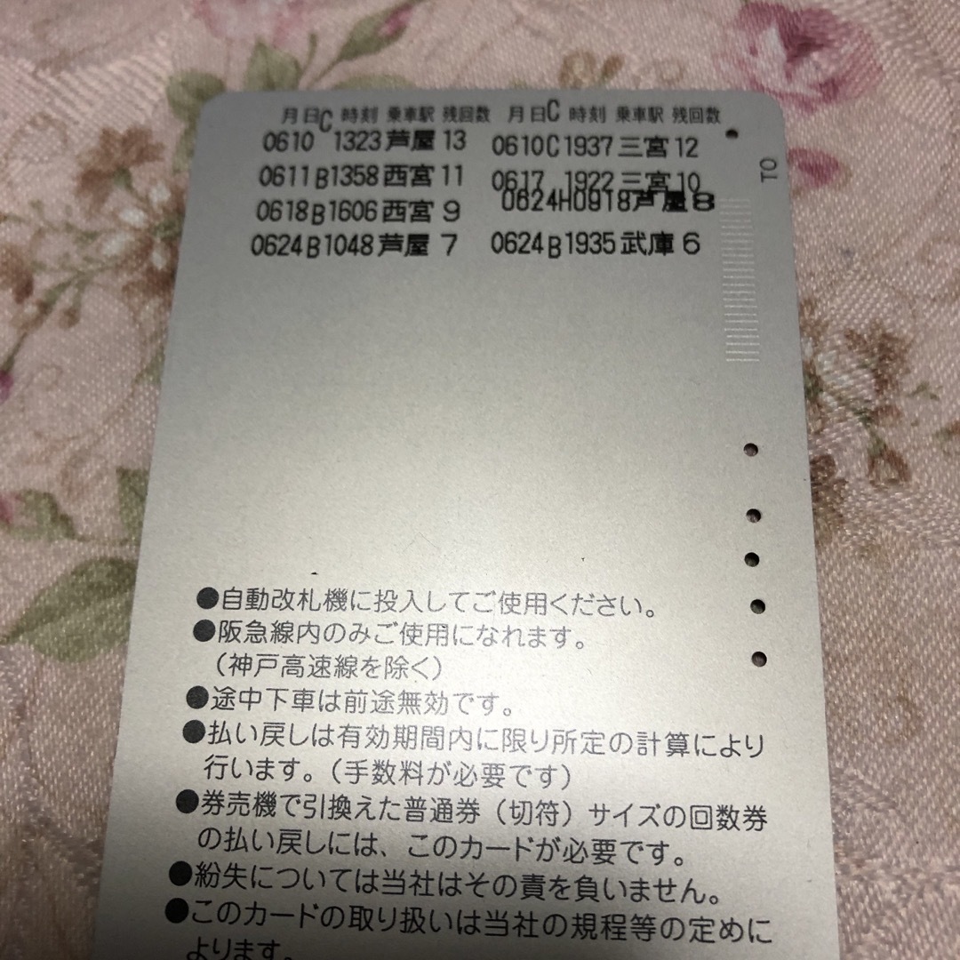 阪急電車　200円区間　土休日回数券　6回分 チケットの乗車券/交通券(鉄道乗車券)の商品写真