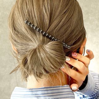 ラティス(Lattice)のバレッタ　ボールチェーン　メタルブラック　ヘアアクセサリー　lattice(バレッタ/ヘアクリップ)