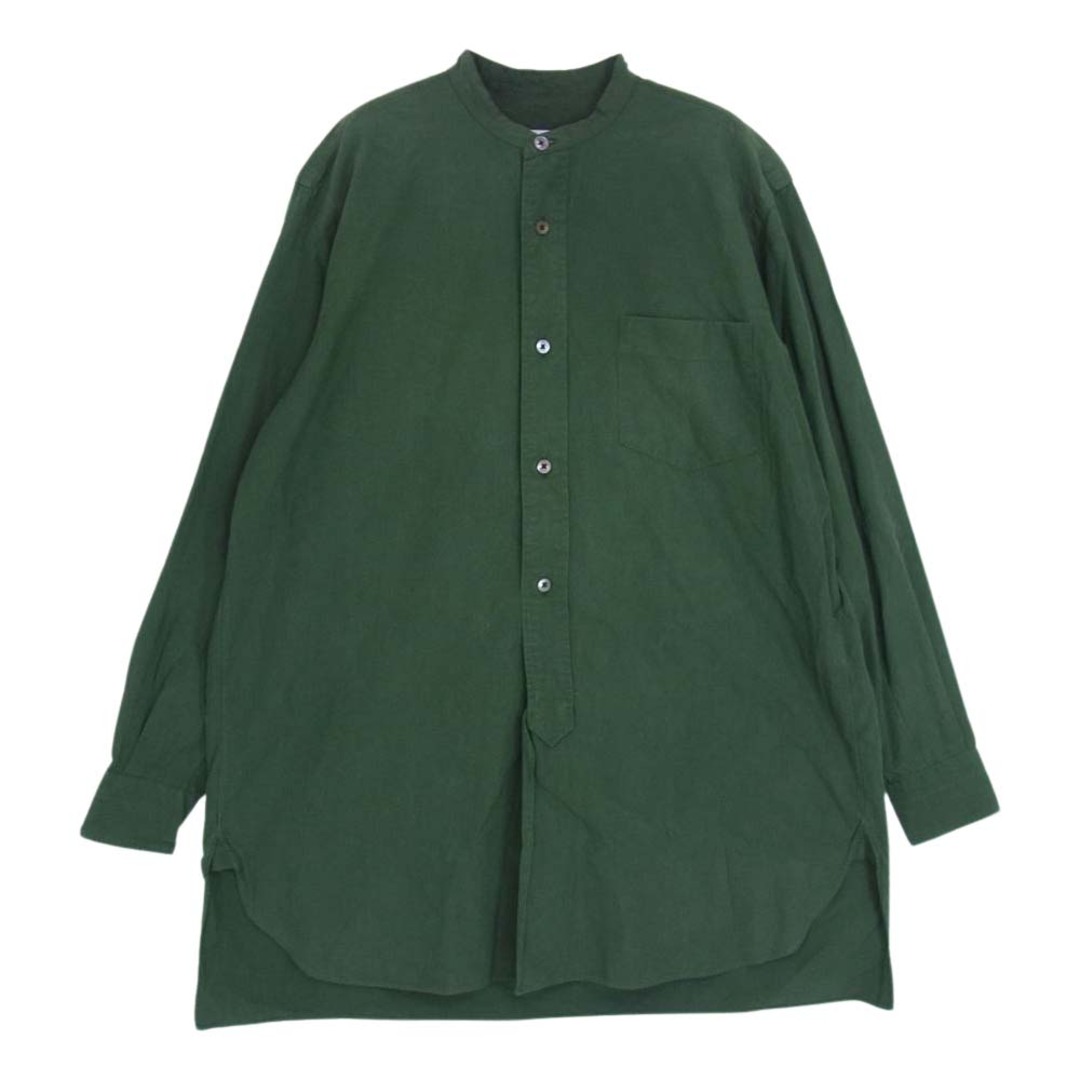 COMOLI(コモリ)のCOMOLI コモリ 長袖 15AW I01-02003 Band collar shirt バンドカラー シャツ グリーン系 O【中古】 メンズのトップス(シャツ)の商品写真