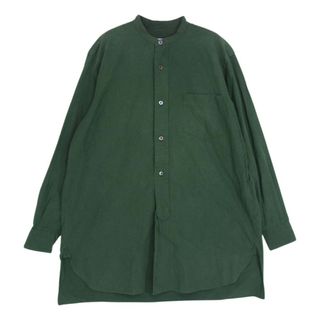 コモリ(COMOLI)のCOMOLI コモリ 長袖 15AW I01-02003 Band collar shirt バンドカラー シャツ グリーン系 O【中古】(シャツ)