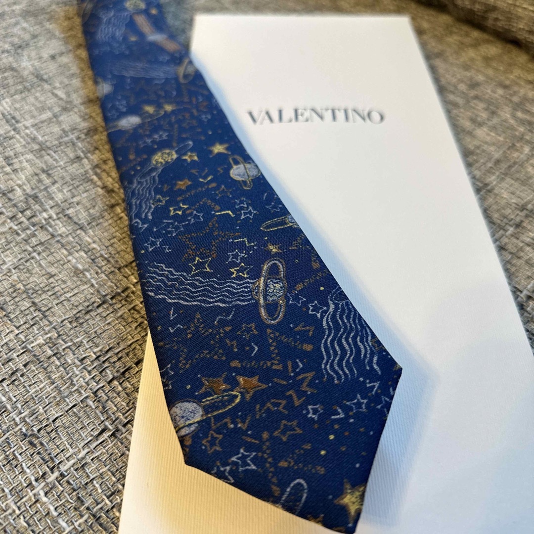 【新品】VALENTINO ヴァレンティノ ネクタイ 宇宙柄シルク ナロータイ