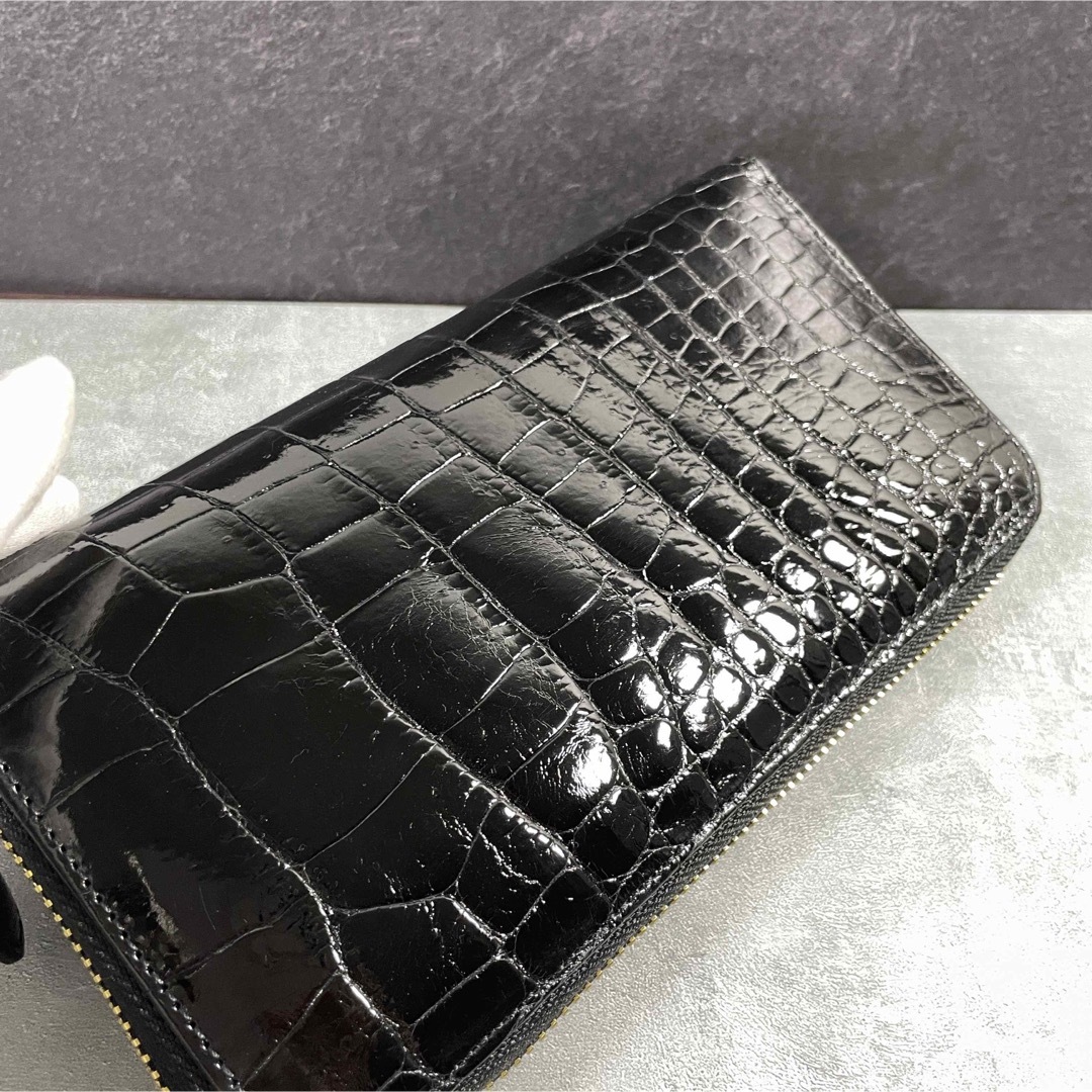 A4等級以上 クロコダイル財布 シャイニング ブラック 黒色 メンズ
