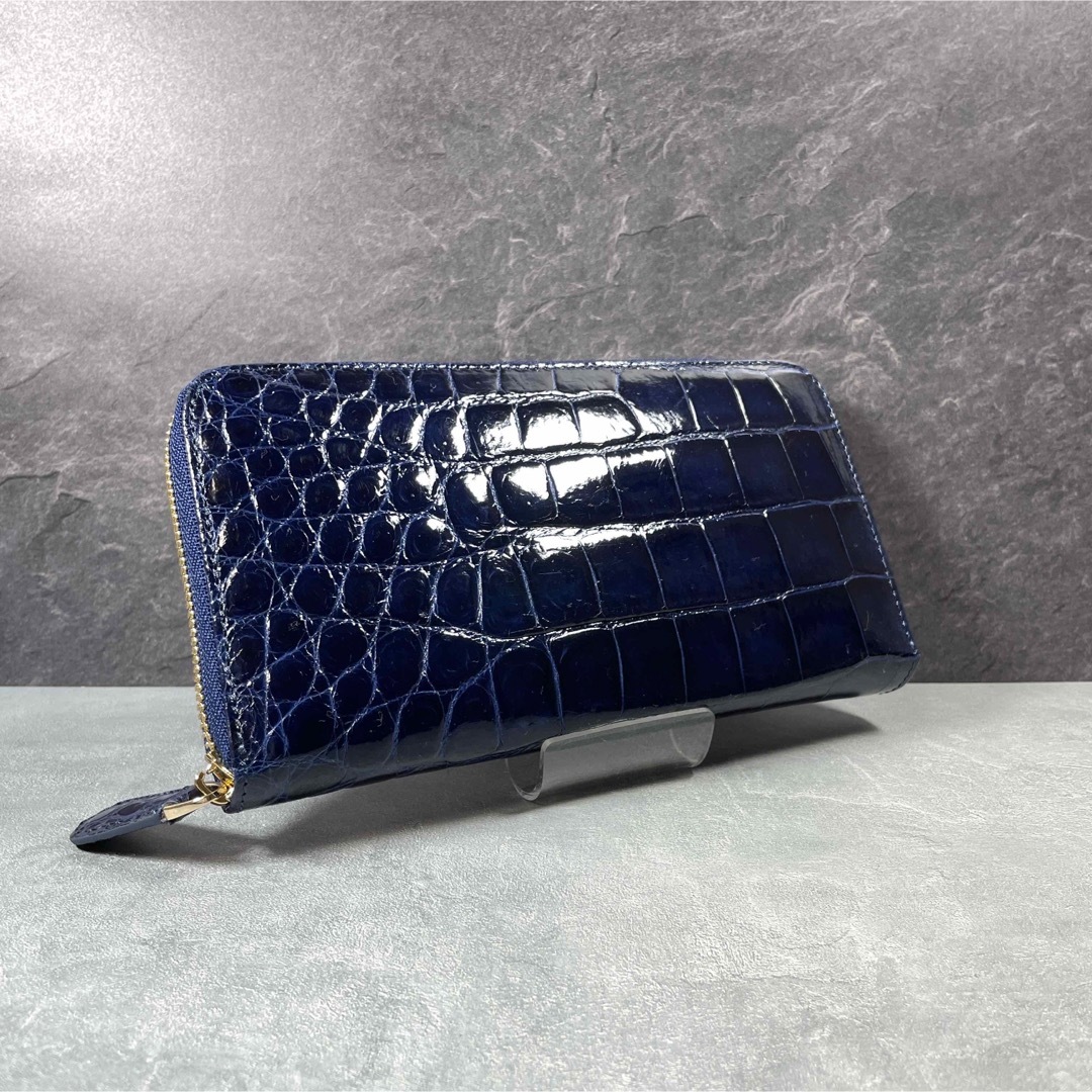 クロコダイル 長財布 シャイニング ミッドナイトブルー 濃青 ワニ革財布 メンズのファッション小物(長財布)の商品写真