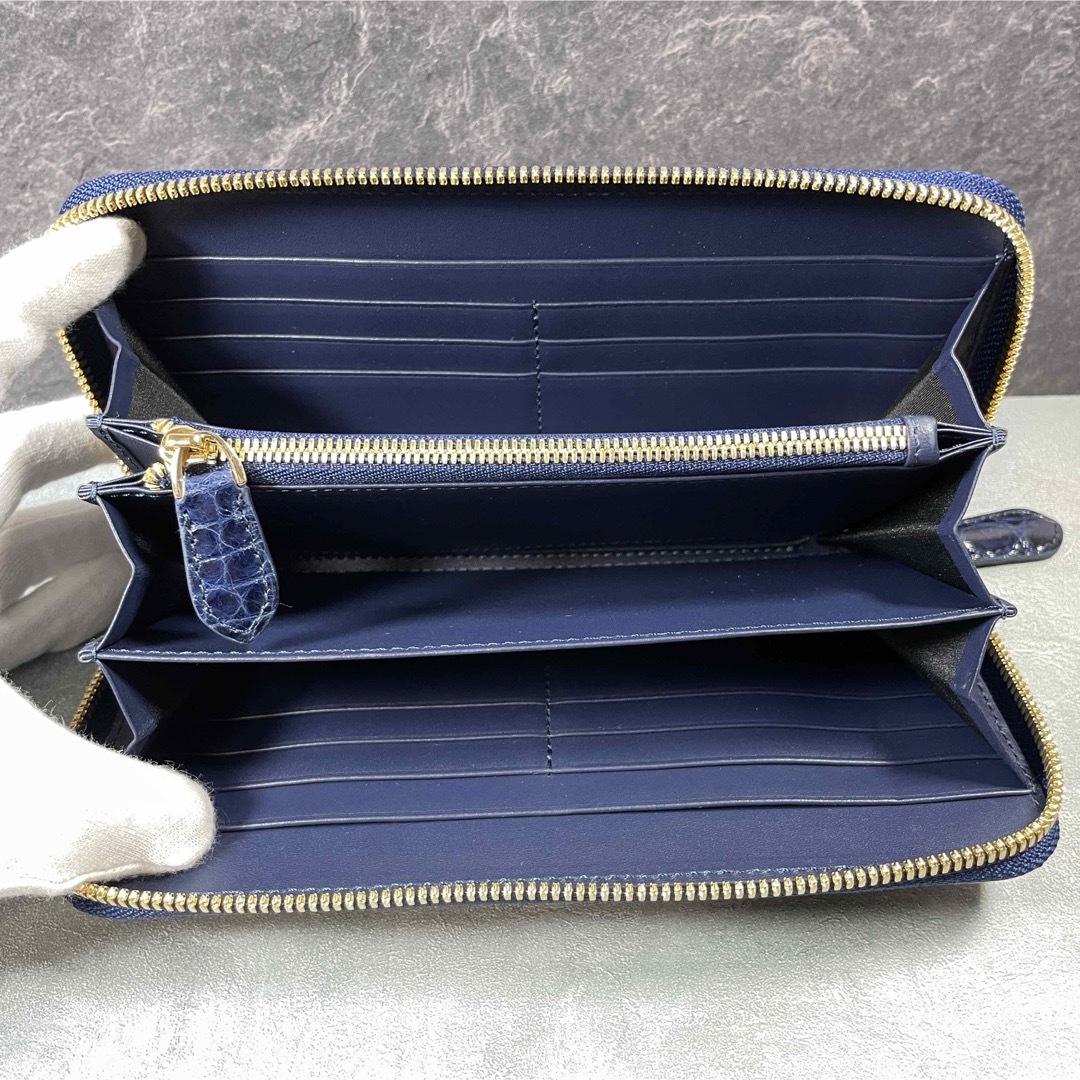 クロコダイル 長財布 シャイニング ミッドナイトブルー 濃青 ワニ革財布 メンズのファッション小物(長財布)の商品写真